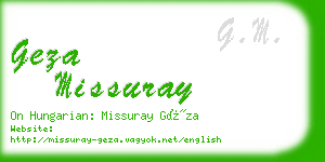 geza missuray business card